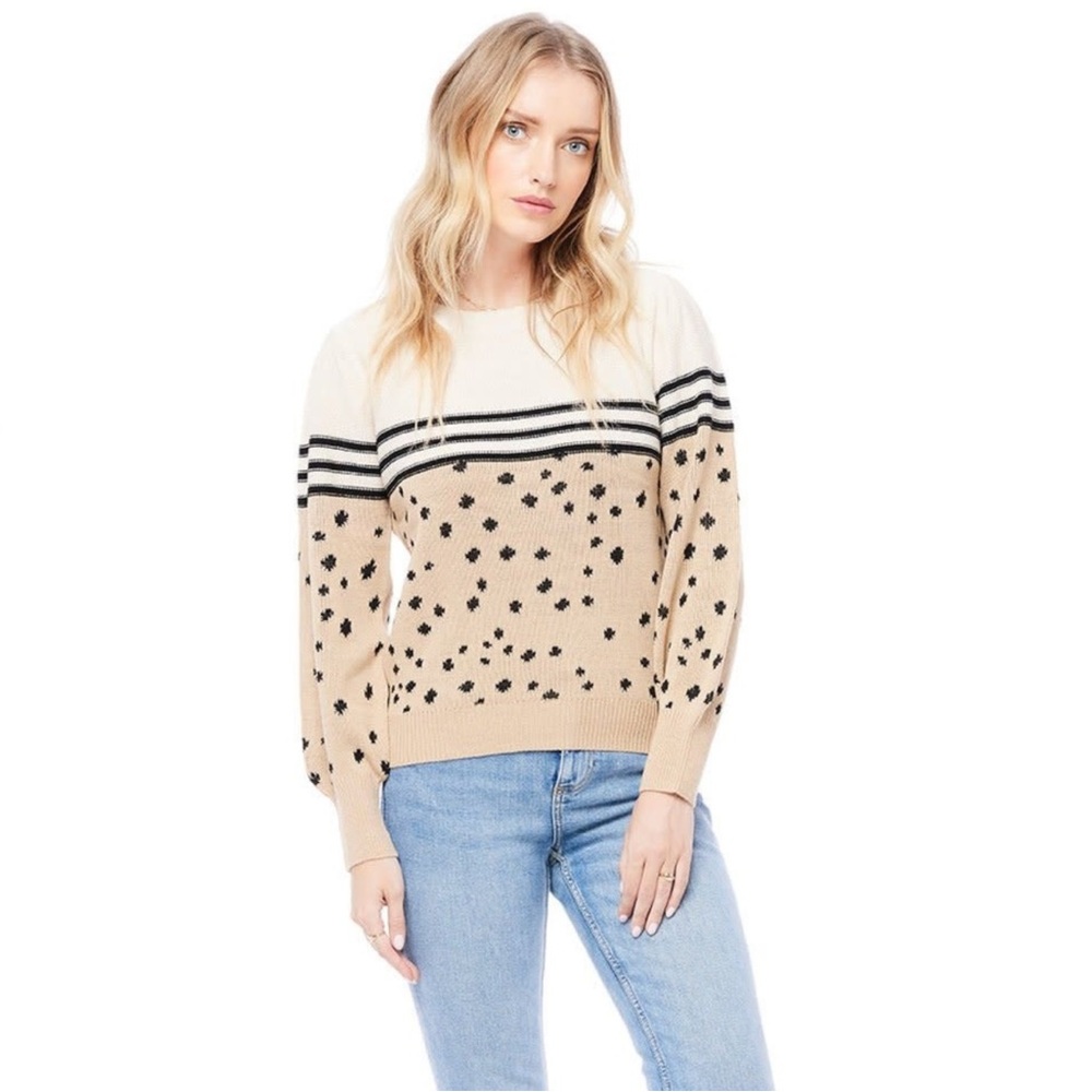 Saltwater Luxe Cream and White Crew Neck Sweater